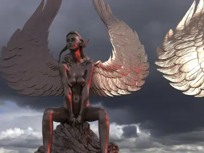 Egyptian goddess 2 Statue sculptures 3D model