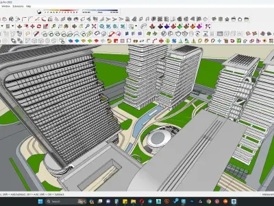 Contemporary highrise building facade  3D model