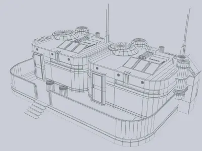 Scifi house Low-poly 3D model