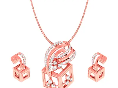 Cubical Light wt Pendant Earrings Set 3dm stl obj mtl gltf glb 3D print model