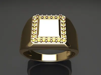 Square Signet Ring Rounded Shank Mix Sizes 3D print model