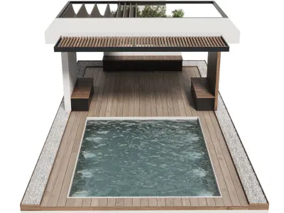 Landscape Furniture with pool and Roof garden 20 Low-poly 3D model