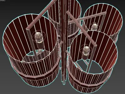 LIBERTY modern chandelier with brass and glass shades 3D model