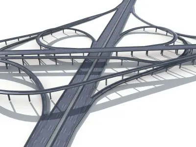 Highway Road Viaduct Flyover-13 3D model