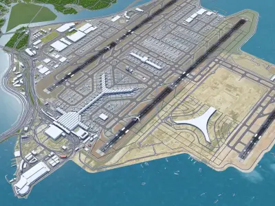 Hong Kong Airport 10km Low-poly 3D model
