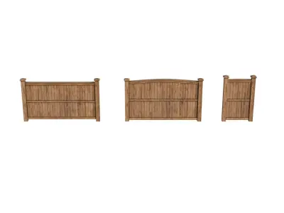 Wooden Fence  Gate Set Medieval Rustic Game Ready 4K  Low-poly 3D model