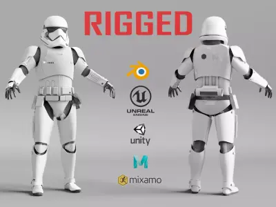 Storm Trooper First Order from Star Wars Battlefront RIGGED Low-poly 3D model