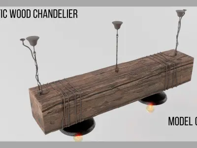 Rustic wood chandelier model 3D 3D model