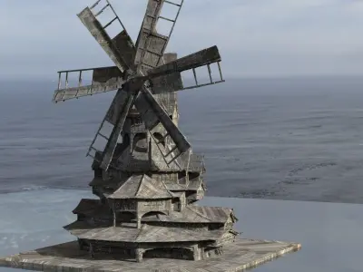 Horror hemed Windmill Cthulhu Lovecraft set 1 3D model