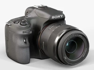 Sony SLT-A58 DSLR camera Kit DT 18-55mm f 3-5 5-6 SAM II Lens Low-poly 3D model