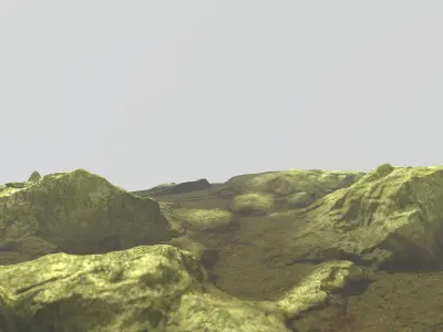 Mossy Rock Terrain Low-poly 3D model