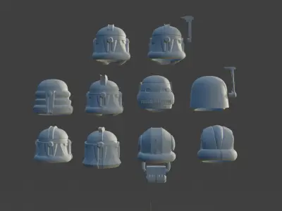 Clone Helmet Bundle Brick Armor 3D Bundle 3D print model