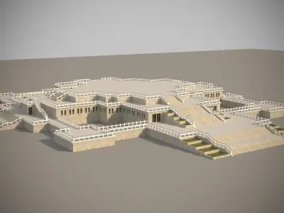 Modern architecture that imitates Eastern classical style Low-poly 3D model