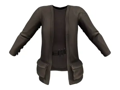 Bulled Decorated Long Sleeves Hunter Jacket With T-Shirt Combo Low-poly 3D model