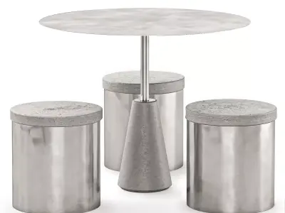 Stainless Steel Table and Chair 3D model