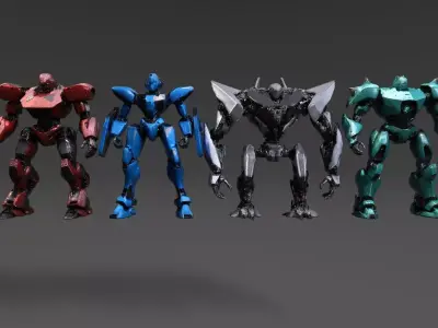 Robots Pack 3 Low-poly 3D model
