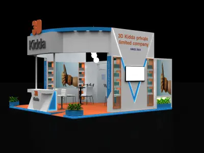 6x6 Exhibition Stand  3 Side Open Free 3D model