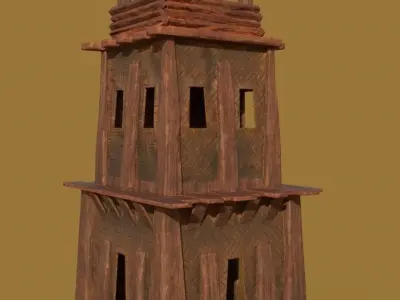 Watchtower Wooden Tower game ready Low-poly 3D model