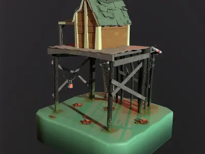 3D fishermans house Low-poly 3D model