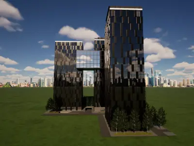 Medical Center Complex 3 Tower Healthcare Development  Low-poly 3D model