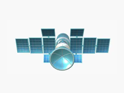 Satellite A07 Blue - SciFi Space Design Low-poly 3D model