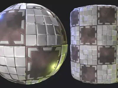 Stylized Floor Tiles Material 09 - Included Cracked Version Texture