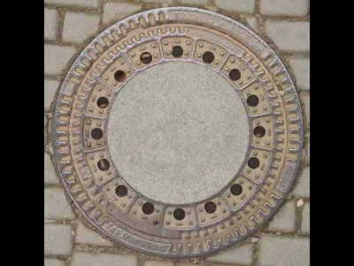 Manhole cover PBR 3D model
