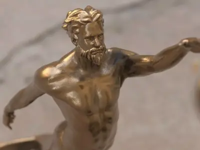 Mermaid statue - The Neptune and Nereida Sculpture 3D model