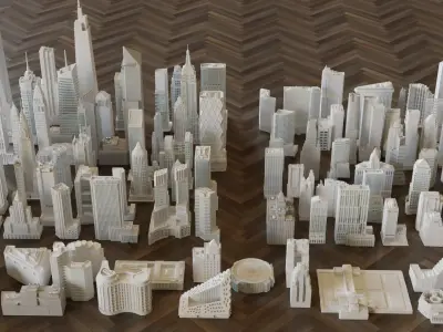 100 High Detailed New York Buildings and Skyscrapers 3d print 3D print model