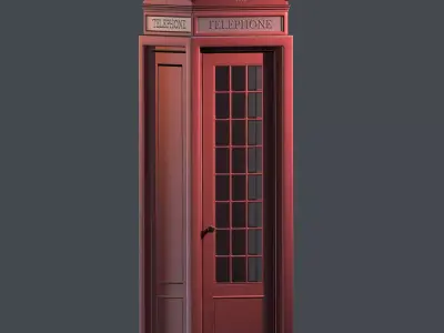London Telephone Booth Lowpoly Game-Ready 3D Model Low-poly 3D model