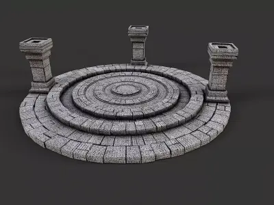 Ancient Circular Stone Platform Altar 3 Low-poly 3D model