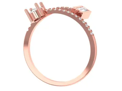 Open End Light Weight Baguette Round Stone Band Ring 3D print model