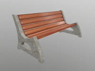 Street Bench Low-poly 3D model