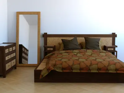 Bedroom Furniture  PBR Low Poly Low-poly 3D model