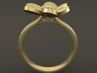 Flower Heart Petal Diamond Ring Band Mix Size 4-8 3D print model