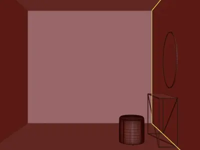 MODERN CONSOLE WITH MIRROR AND POUF Free 3D model