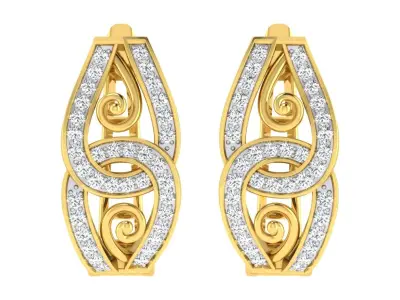 Light Weight Yellow Gold Diamond Earring EZ BI-34 3D print model