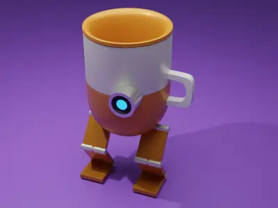 Robot glass 3d model Low-poly 3D model