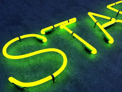 Star Neon Sign Low-poly 3D model