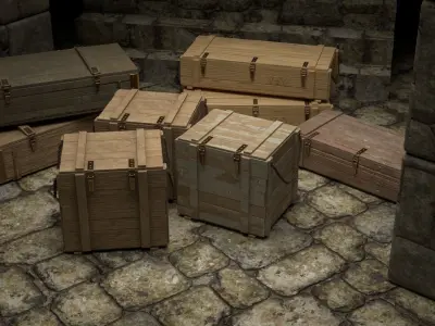 Wood Box Set Free 3D model