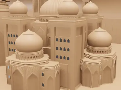 Mosque Architectural 3d Model with Render Scene   Low-poly 3D model