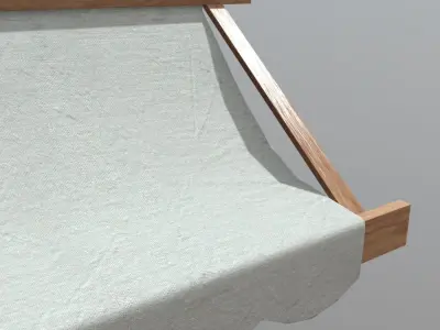 Awning 2 with wooden frame Low-poly 3D model