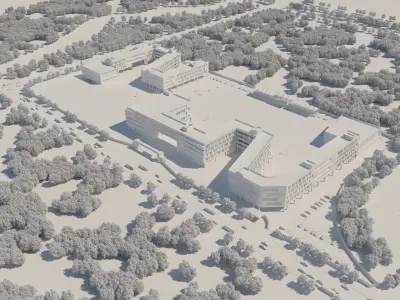 3D Campus School Buildings Set  003 3D model