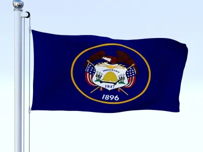 Animated Utah Flag Low-poly 3D model