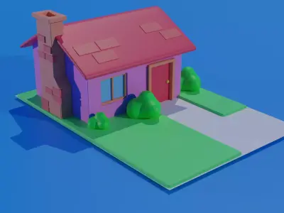 3D Cute Cartoon House Low-poly 3D model