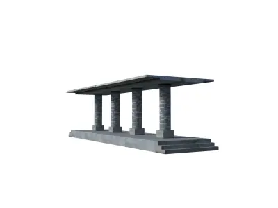 Station concrete bench Low-poly 3D model