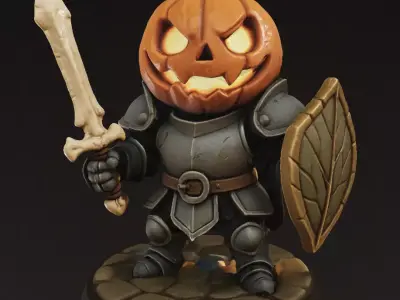 Pumpkin Knight Halloween 3D Printable Miniature STL Model 3D model
