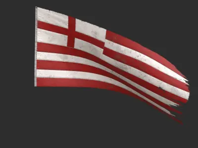 British East India Company Flag 1600-1707 Low-poly 3D model