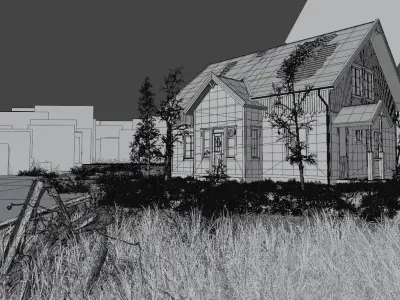 Abandoned House Scene Low-poly 3D model