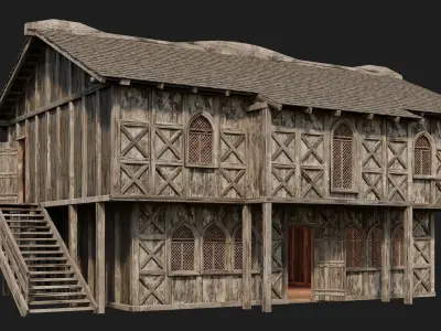 Old Medieval House Building 4K Textures GameReady 176 Low-poly 3D model